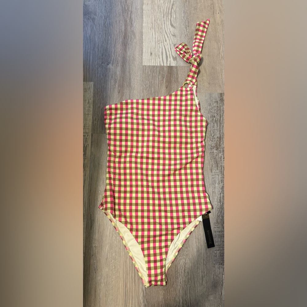 Touché Women's one-shoulder swimsuit. Size S. Lined with soft cups. Pink and - Picture 10 of 16